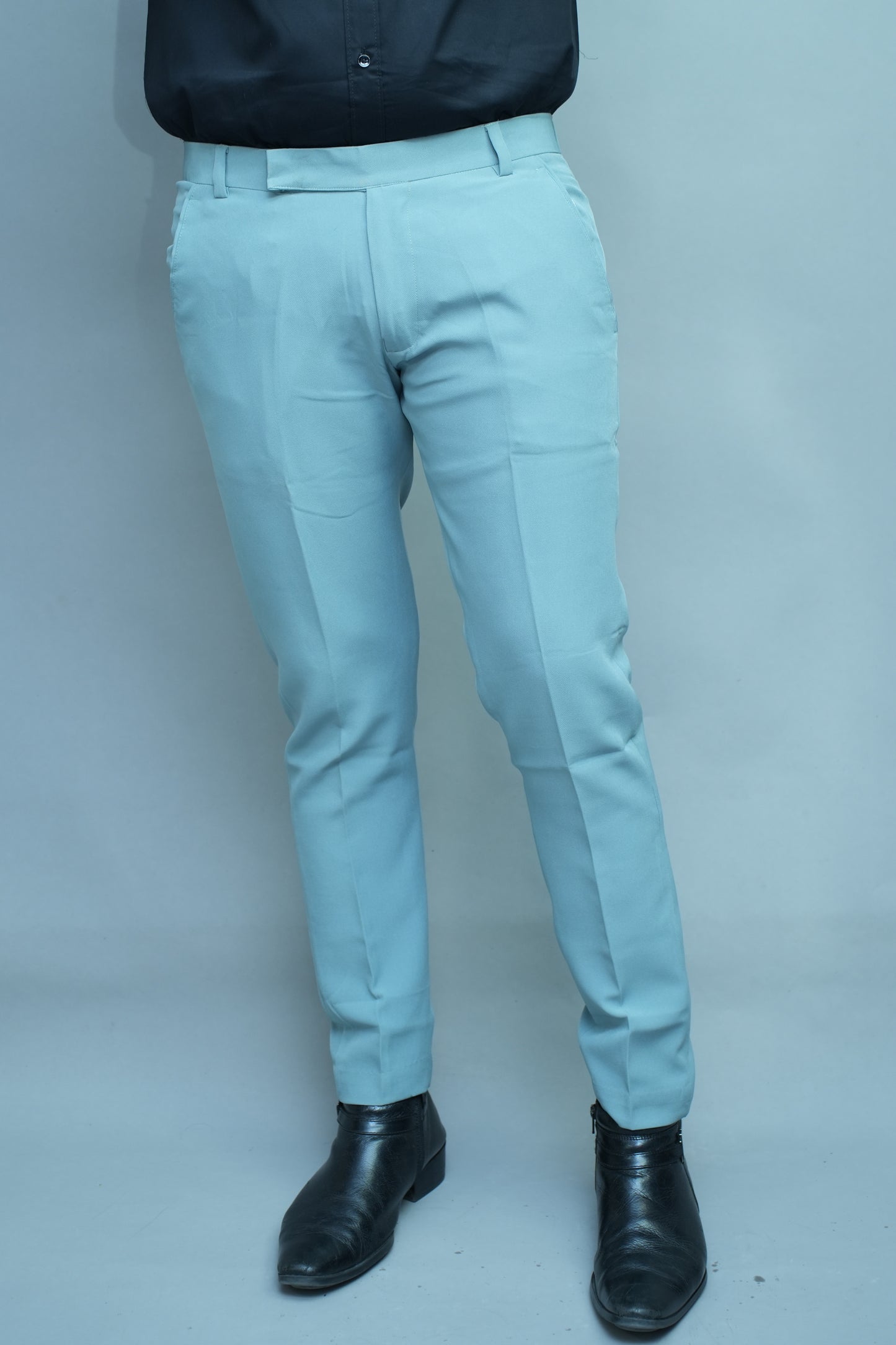 Men light green Regular Fit Textured Flat Front Formal Trousers