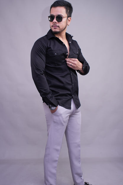 Black Double Pocket Shirt