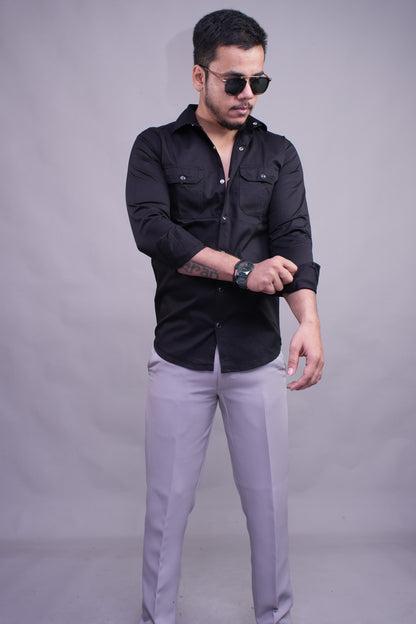 Black Double Pocket Shirt