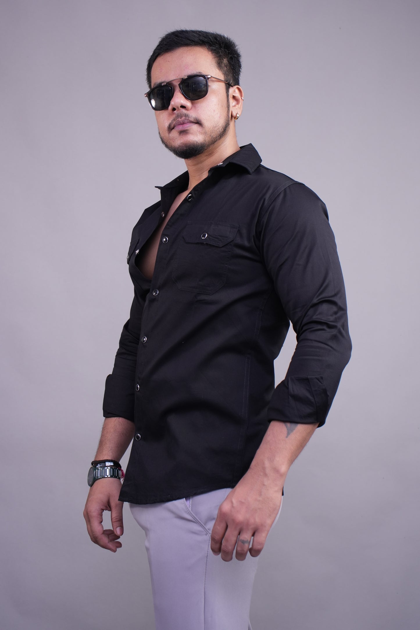 Black Double Pocket Shirt