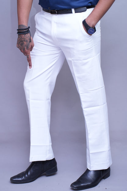 Men white Bell Bottom Pants Vintage 60s 70s Flare Formal Dress Smart Trousers Pocket