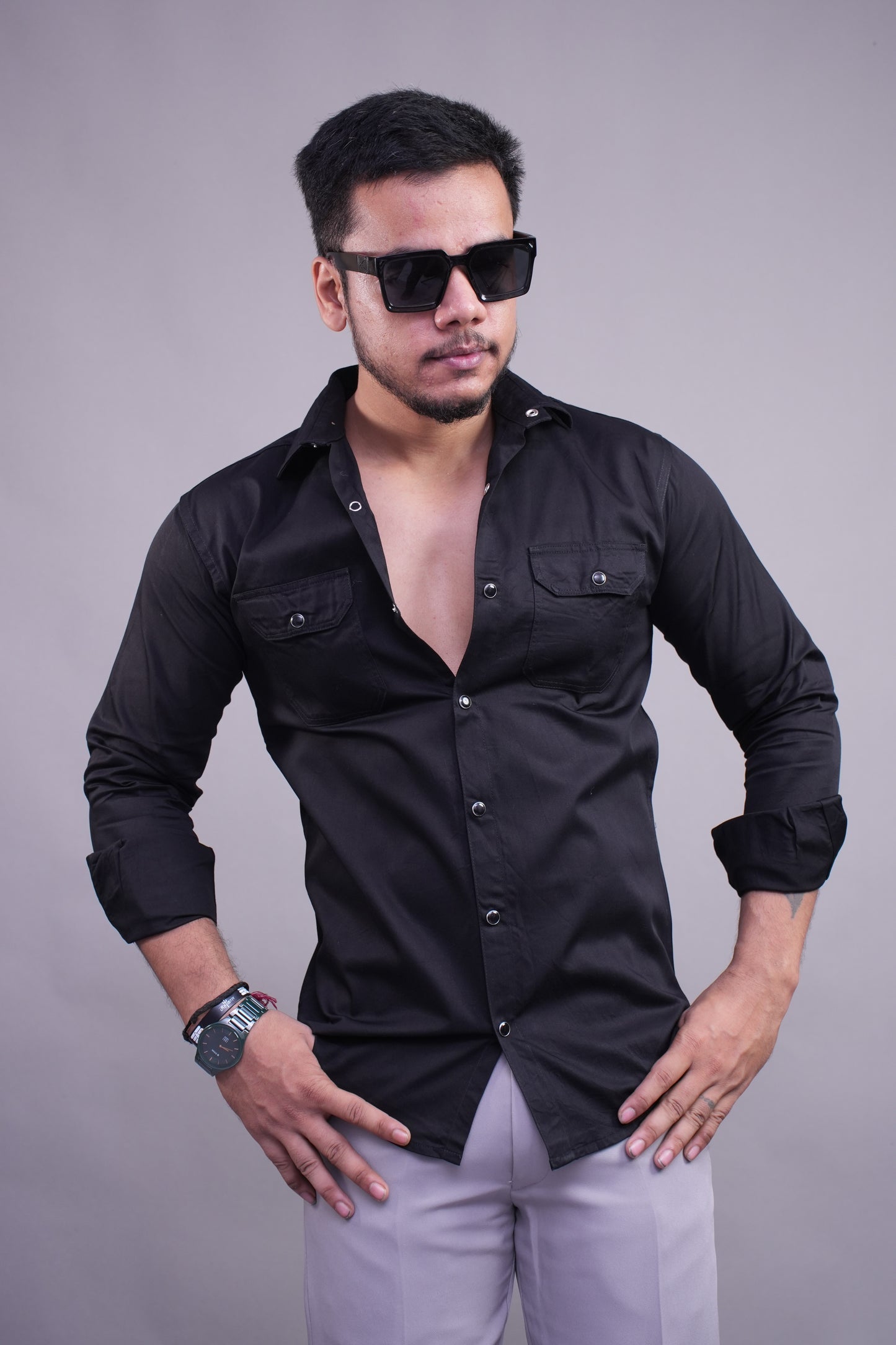 Black Double Pocket Shirt