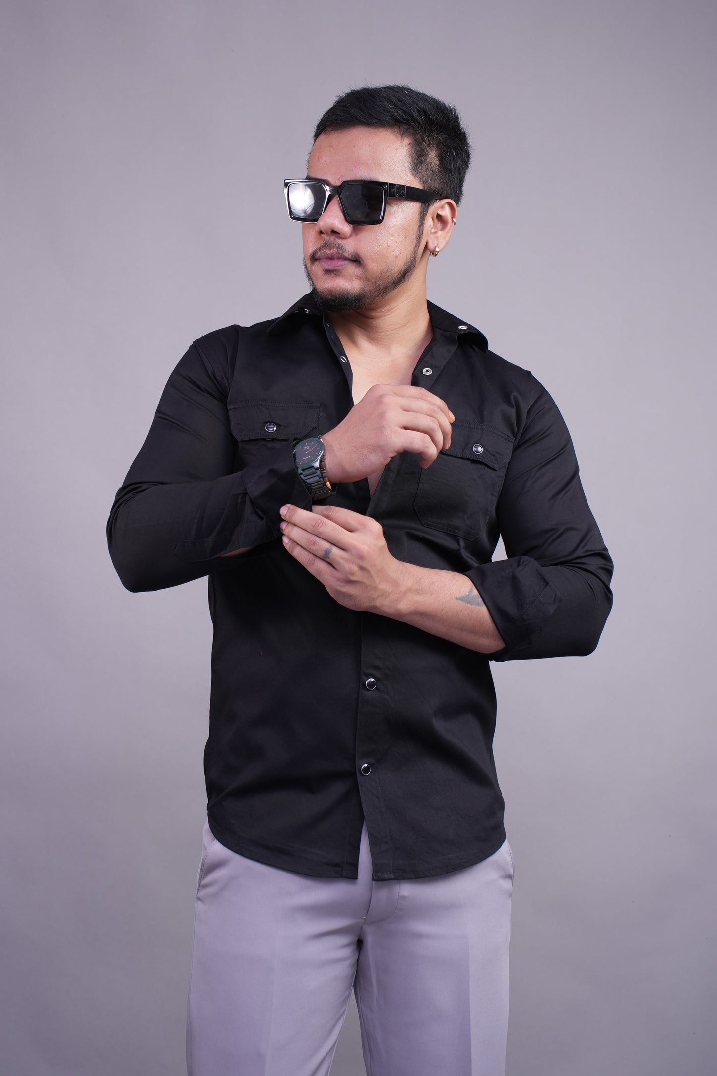 Black Double Pocket Shirt