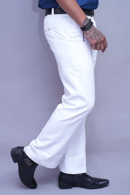 Men white Bell Bottom Pants Vintage 60s 70s Flare Formal Dress Smart Trousers Pocket