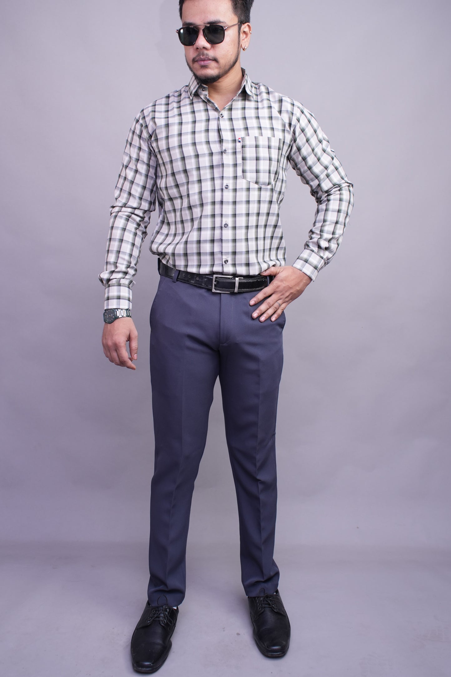 Checksque Grey Checked Shirt