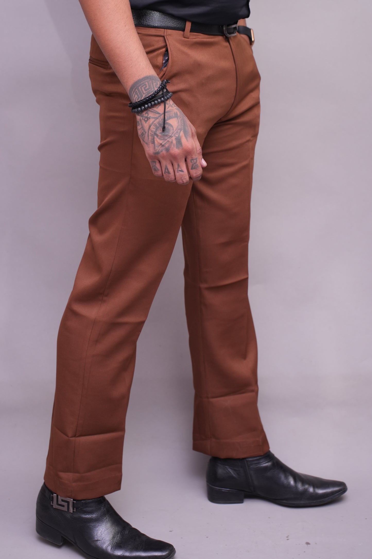 Men Bell Bottom Pants Vintage 60s 70s Flare Formal Dress Smart Trousers Pocket