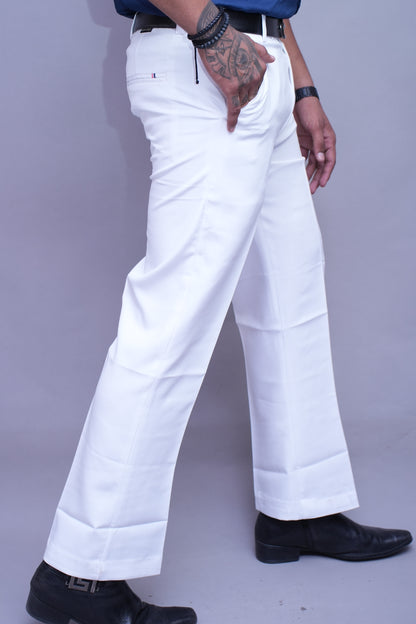 Men white Bell Bottom Pants Vintage 60s 70s Flare Formal Dress Smart Trousers Pocket