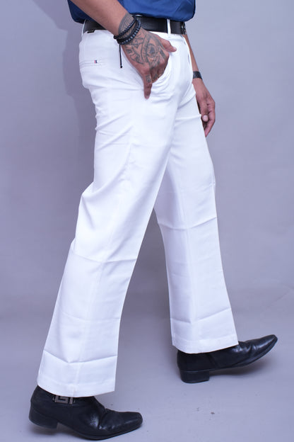 Men white Bell Bottom Pants Vintage 60s 70s Flare Formal Dress Smart Trousers Pocket