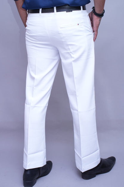 Men white Bell Bottom Pants Vintage 60s 70s Flare Formal Dress Smart Trousers Pocket