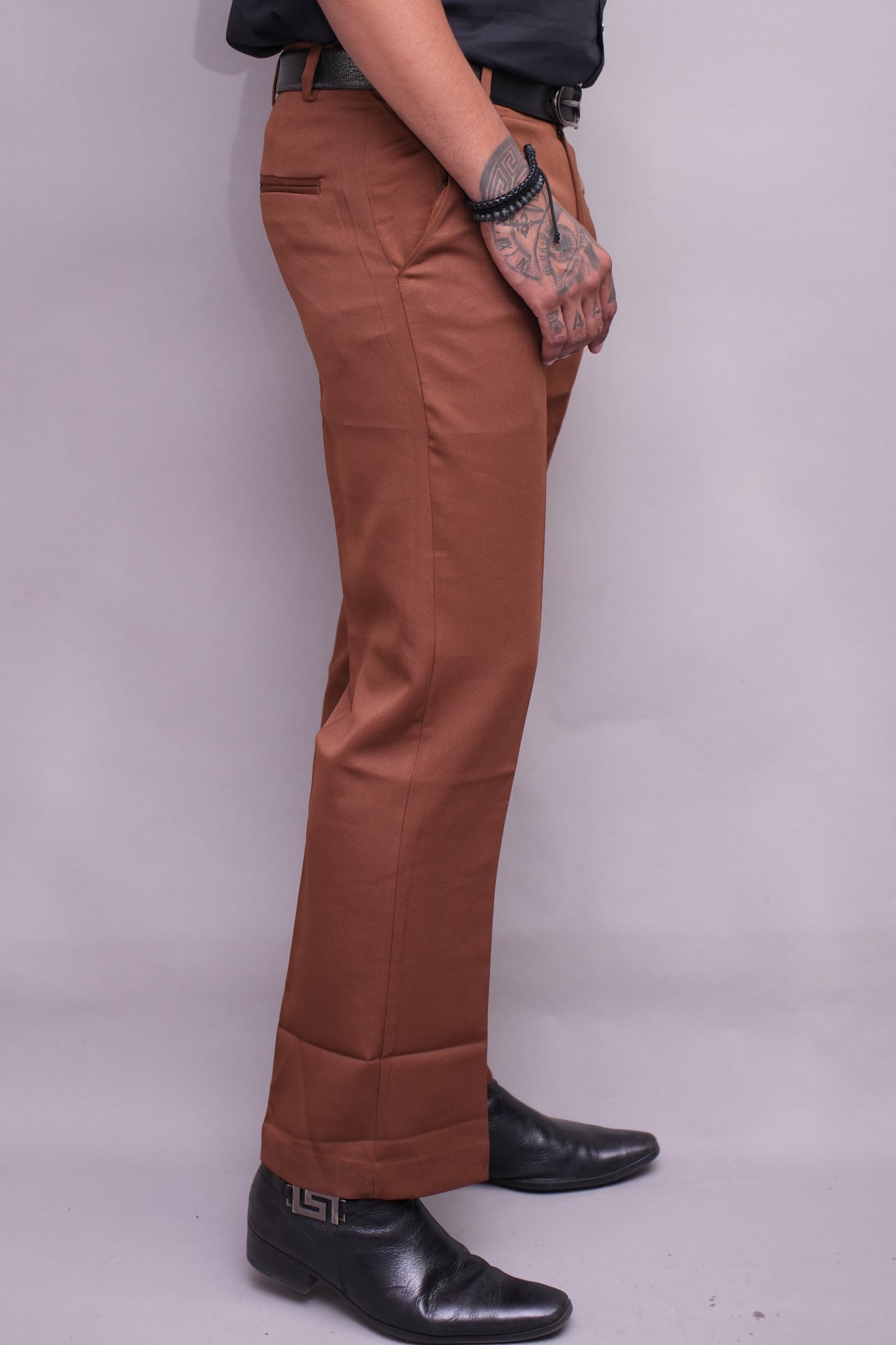 Men Bell Bottom Pants Vintage 60s 70s Flare Formal Dress Smart Trousers Pocket