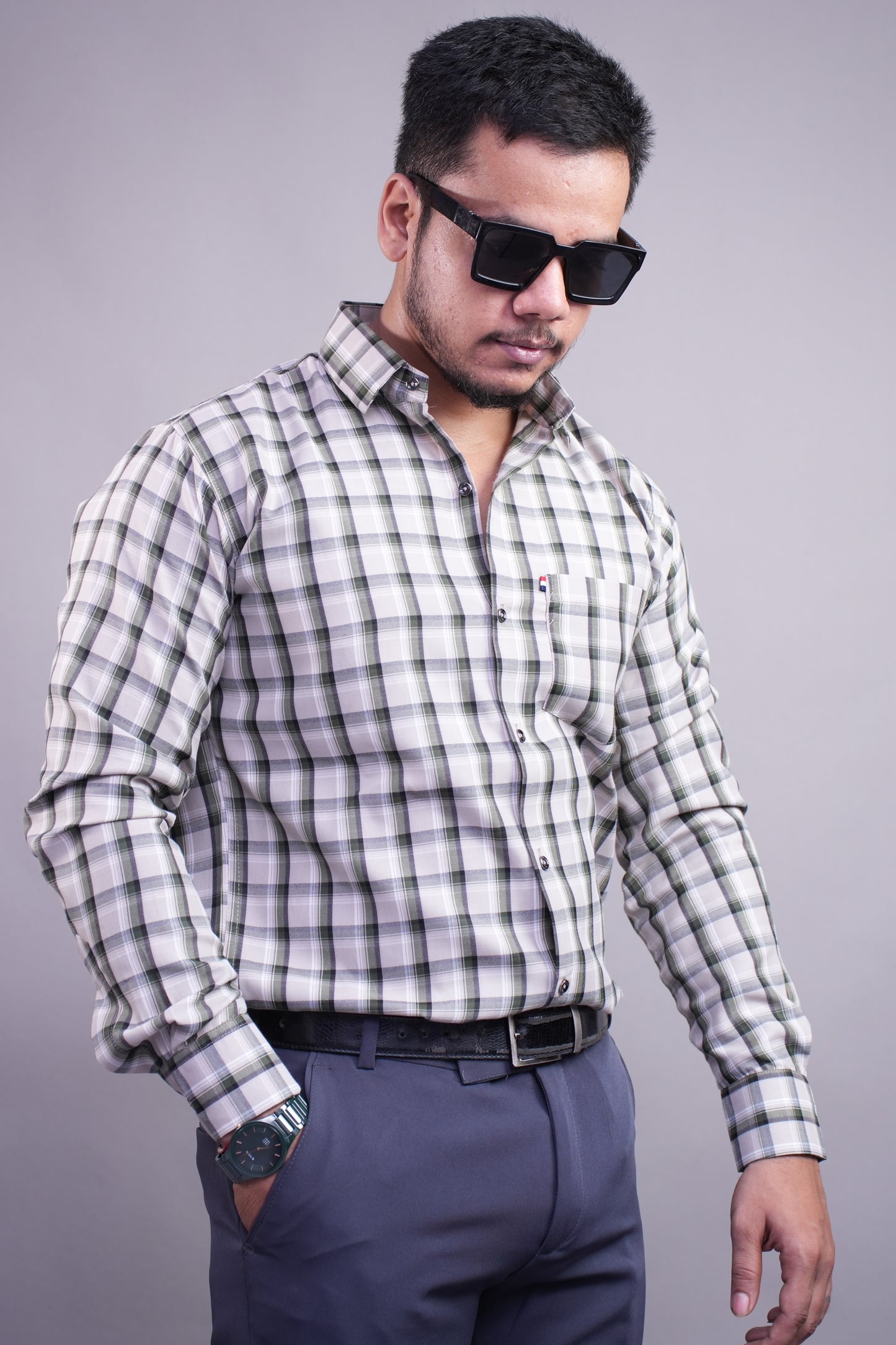 Checksque Grey Checked Shirt